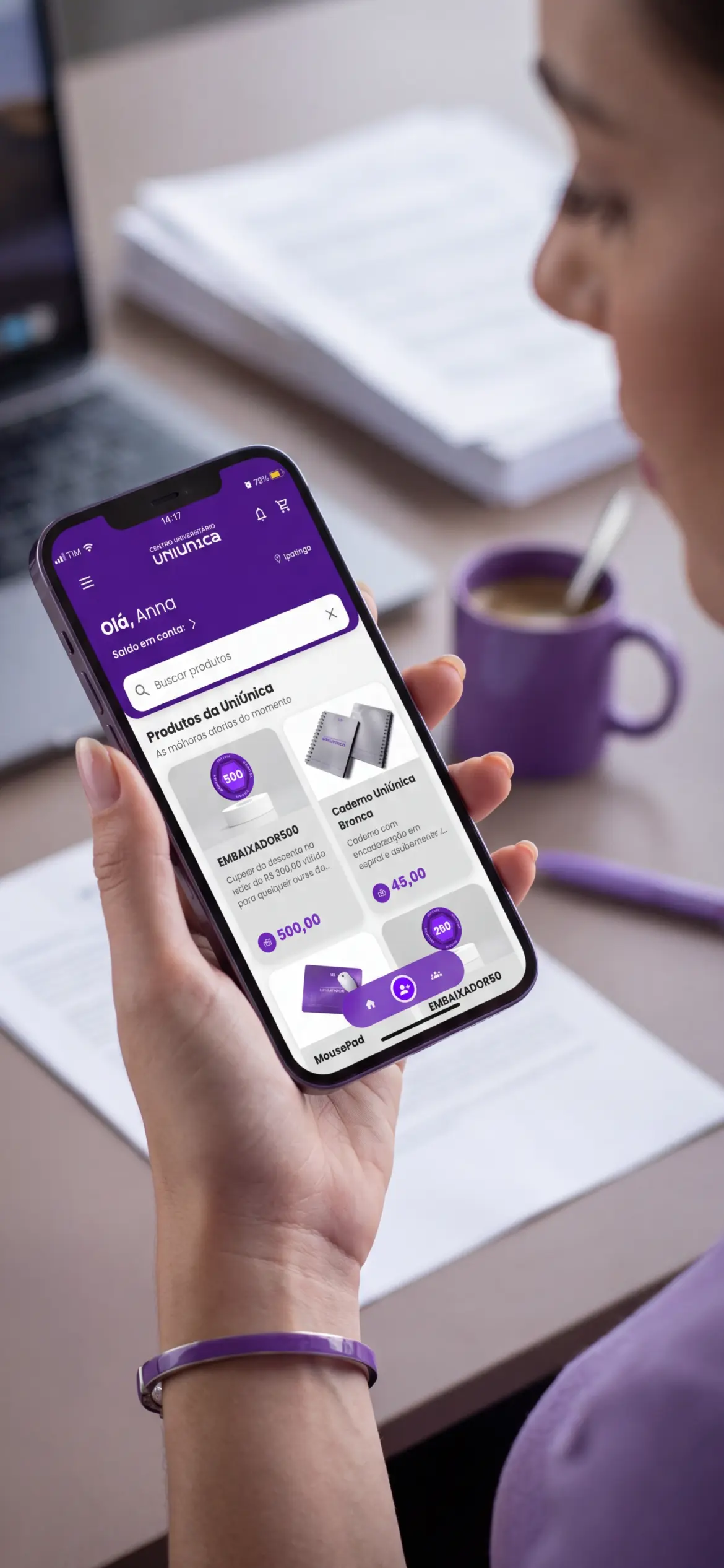 App embaixador UniUnica — prévia no celular